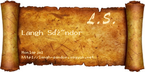 Langh Sándor névjegykártya